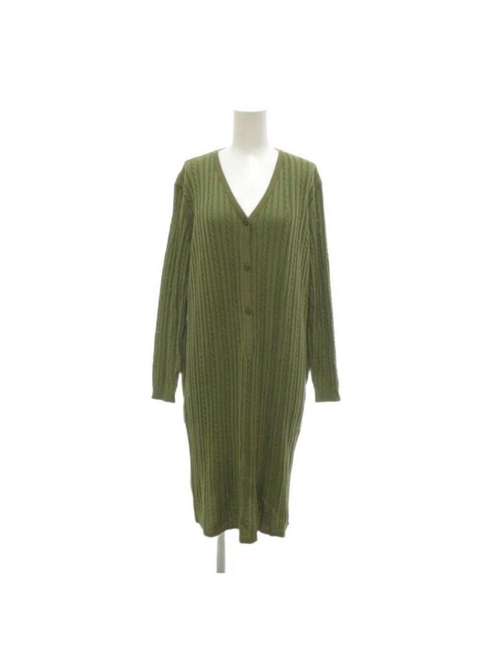 Dior Pret a Porter Line Vintage Knit Dress Cable Braided V-neck Long Sleeve